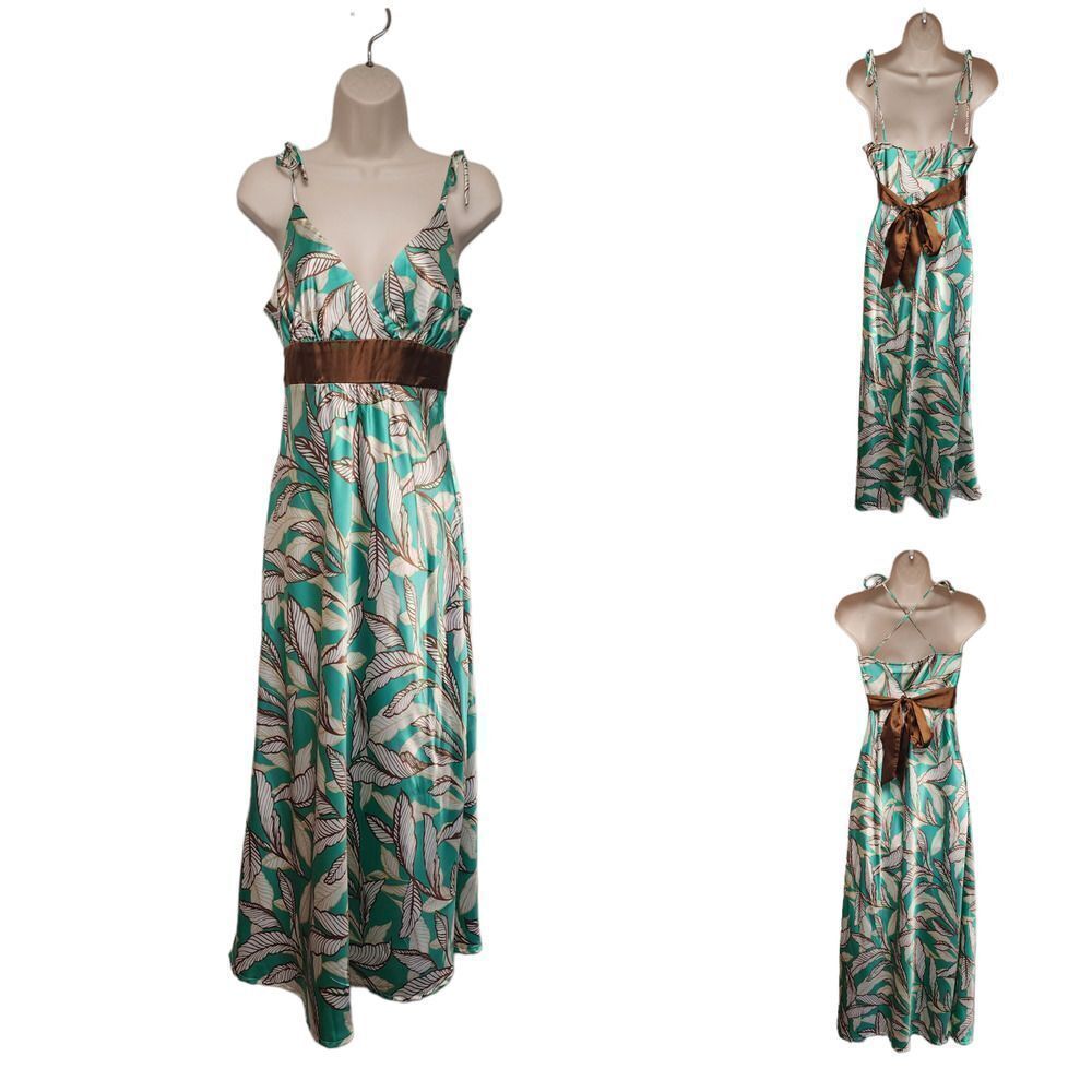 Alyn Paige New York Midi Dress Fit Flare Green/Brown Junior Size 7/8